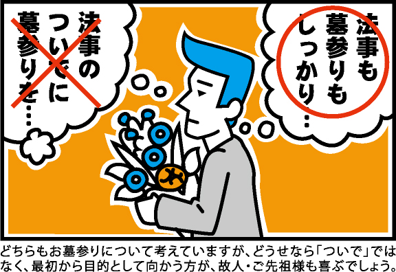 「法事も墓参りもしっかり」と、最初から目的として向かう方が故人・ご先祖様も喜ぶでしょう。